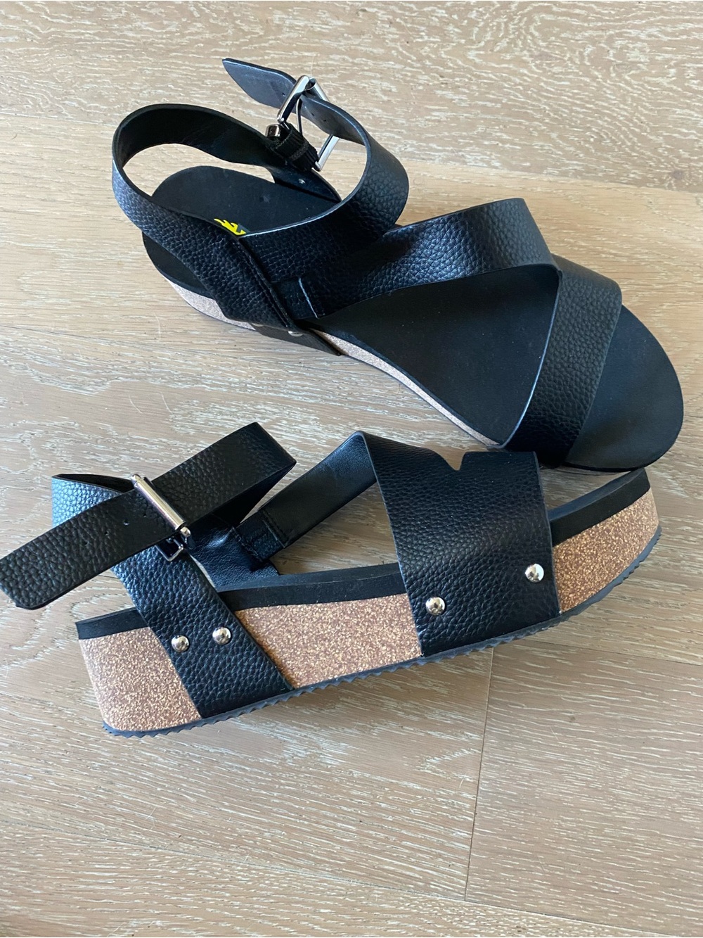 Volatile Bilox Wedge Sandals in black women size 10